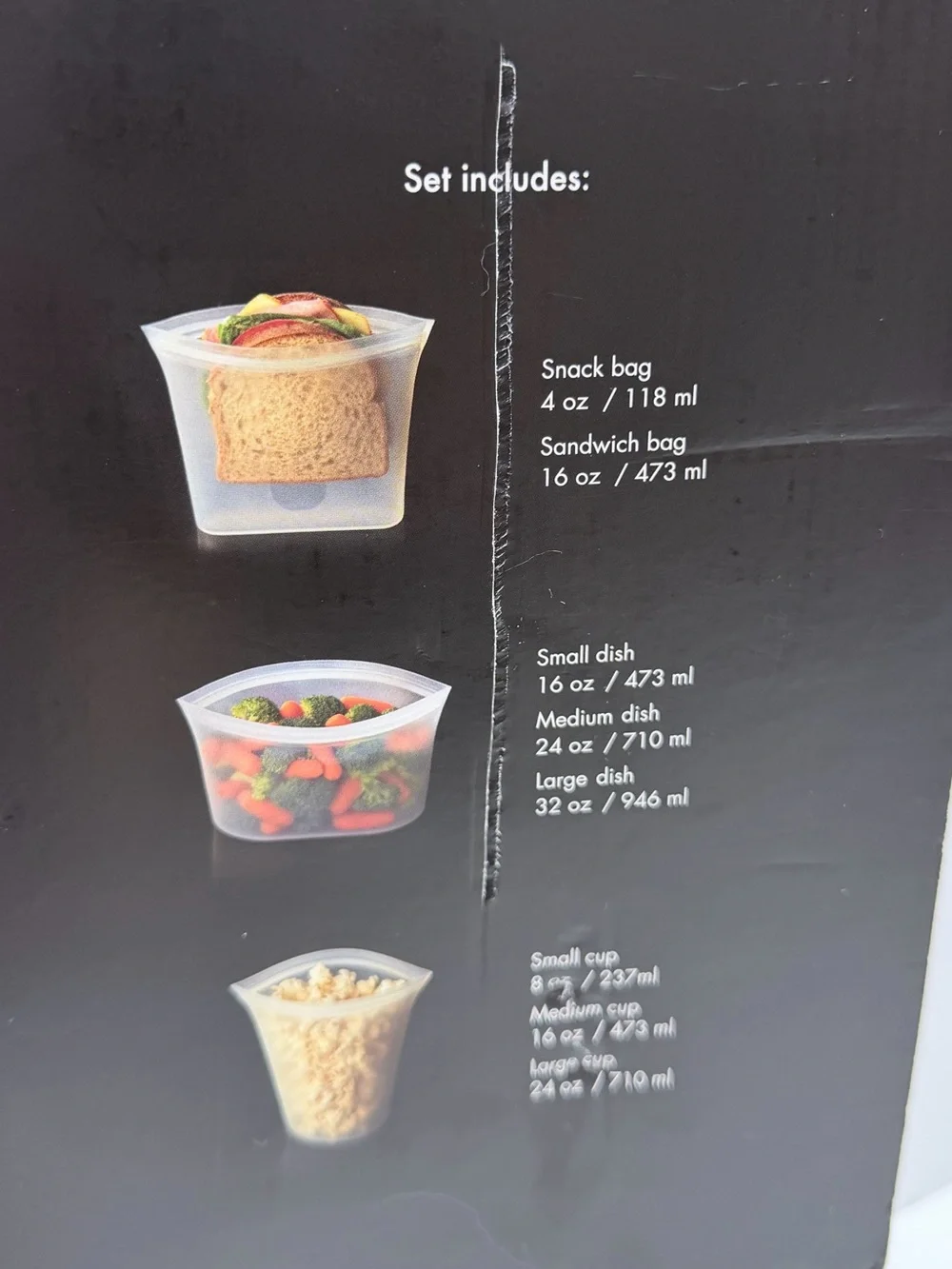Zip Top Reusable  Silicone Food Storage Set Of 8 | Never Used | Teal
